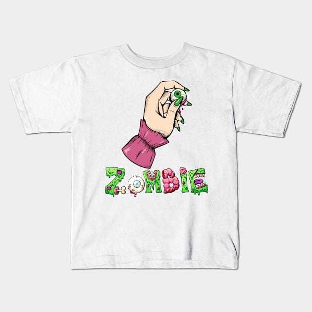 Zombie Hand with eyeball Kids T-Shirt by MZeeDesigns